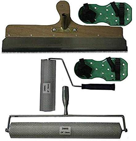 Toplionace Selbstnivellierendes Werkzeugset für Zement, Epoxid-Bodenfarbe, Rollerklinge, Spike-Rechen, Bauwerkzeuge (A)
