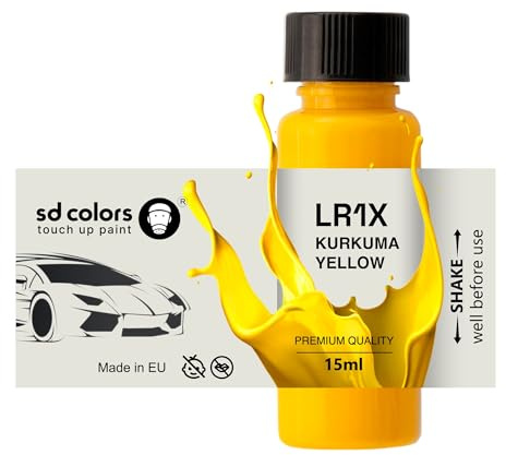 SD COLORS KURKUMA YELLOW LR1X/6T/R1X Nuovo Ritocco Vernice 15 ML RIPARAZIONE SCRATCH CHIP PENNELLO COLORE CODICE LR1X/6T/R1X KURKUMA GIALLO (solo VERNICIe)