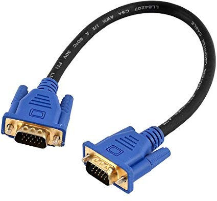 N/A - PC computer da maschio a maschio, 15 pin, VGA, cavo da 30 cm, colore: Nero