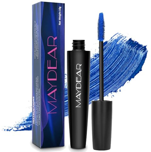 Maydear Mascara, wasserfest, langlebig, wischfest, voluminös und charmant, mehrere Farben erhältlich, Blau