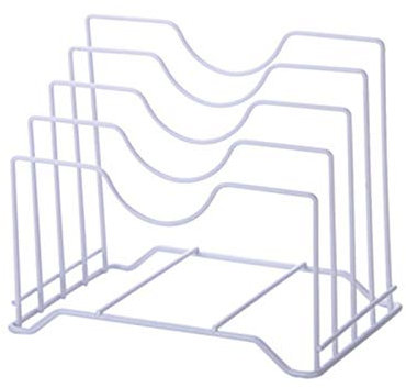 Porta Coperchi,Porta Padelle Organizer Versatile Rastrelliera Porta Stoviglie Cucin Porta Coperchi Pentole Compatto Ideale Per La Credenza Portacoperchi Salvaspazio Per Stoviglie,Bianca