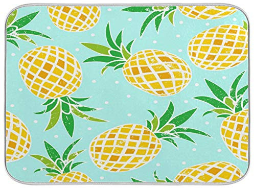 LUCKYEAH - Tappetino assorbente ad asciugatura rapida per piatti a base di frutta tropicale e ananas, per casa, cucina, bancone da pranzo, 40,6 x 45,7 cm