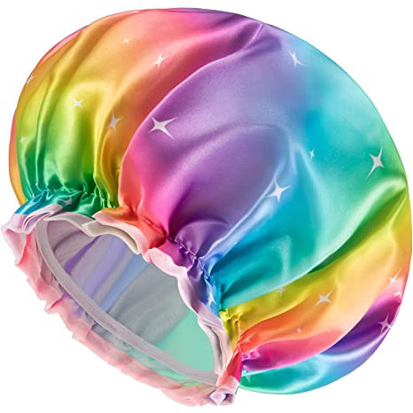 Shower Cap for Women, Reusable Shower Cap Double Waterproof Hair Cap for Shower, Soft PVC Lining Bath Cap for Girls X-Large Pack of 1 By mikimini