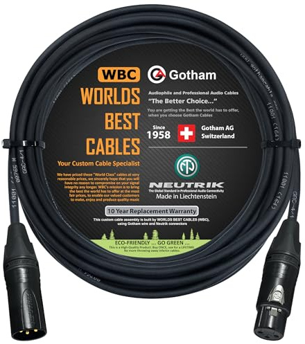 WORLDS BEST CABLES Gotham GAC-4/1 - Star Quad Mikrofonkabel - 6 Meter mit Neutrik Gold XLR Steckern