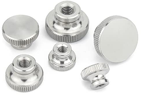 CONPHERON M8 Dadi Zigrinati a Testa Alta Acciaio Inox Buco Cieco Manopole Zigrinato Pollice Dadi Rotondo Impugnatura Manopole Femminile Filettato (2 Pezzi)