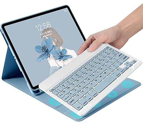 Funda con teclado para iPad de 9.7 pulgadas de 6ª generación 2018/5ª generación 2017/iPad Pro 9.7/iPad Air 2/iPad Air 1- Funda delgada con teclado de color desmontable Bluetooth cubierta para lápiz