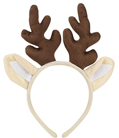 Serre Tete Noel en Bois de Renne Femme Bandeau d'élan de Noël Coiffure à Paillettes Fournitures de Fête Accessoire Noel Femme