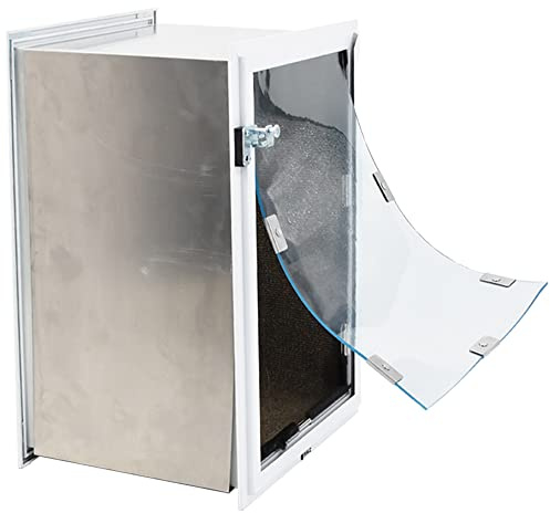Wall Model | Cat & Dog Doors | Adjustable Tunnel Fits Up to 10 Wide Walls | Energy Efficient Double Vinyl Flaps | Locking Security Cover | Skilled Install Required | Steel Corners | Hale Pet Door