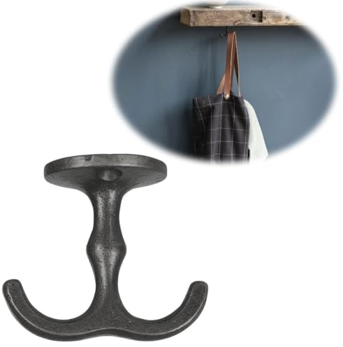 LS-LebenStil Vintage Doppel Regalhaken Schwarz Schrankhaken Kleiderhaken Deckenhaken