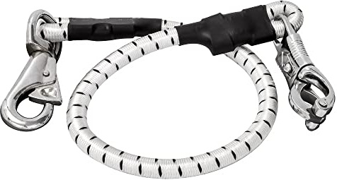 Führstrick Pferd Anbindestrick für Pferde mit stabilem Panikhaken Start Trailer2 Flexibles Transportseil – Lange 60cm Führleine, Anbindeseil Pony, Esel, Ziege (Weiß/Schwarz, 60 cm)