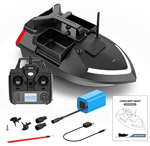 Lixada GPS Futterboot Ferngesteuert 500m Ferngesteuert Köderboot Dual Motor Fish Finder 2KG Ladeunterstützung Automatische Kreuzfahrt/Rückkehr/Routenkorrektur mit Nachtlicht-Blinker zum Angeln