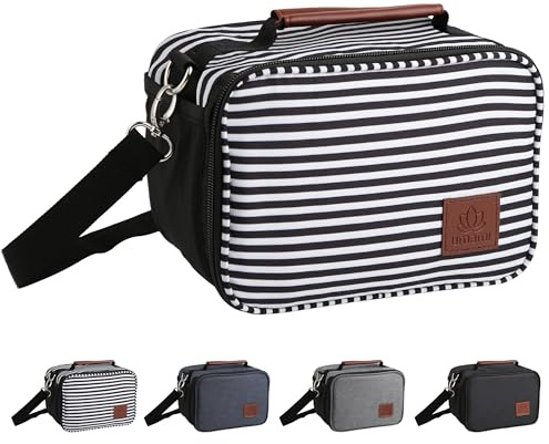 Umami Kühltasche Klein, isolierte Lunchtasche, faltbar, mit Tragegurt, | 4L, isoliert, spritzwassergeschützt, abnehmbarer Tragegurt, faltbar, leicht zu reinigen, für Büro, Picknick, Reisen, Streifen