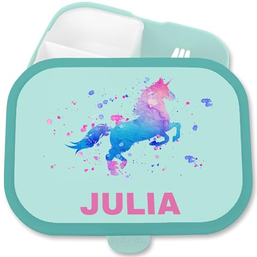 Brotdose Kinder Campus für Mepal - Einhorn Lunchbox Unicorn Brotbox Einhörner I - 750 ml - Türkis - einschulung geschenke mädchen kinderbrotdosen kindergarten einhörnern brotzeitbox
