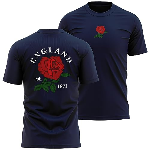England Supporters Rugby-T-Shirt für Herren, englische Version 1871, England-Rose, Abzeichen
