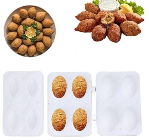 Tissting Molde Para Hacer Kibbeh 4 Rejillas - Herramienta De Prensa Manual Para Albóndigas Y Pan De Carne, Fácil De Usar Y Limpiar, Ideal Para Cocinar Rápido Y Saludable En Casa