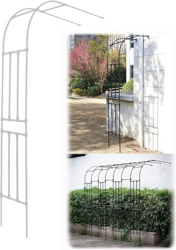 MISKYN 1,2 M 1,8 M Schwarz/Weiße Garten Rosenbogen, Halbes Gartenbogen Rankgitter, Hochzeitsbogen Gartendekoration, Verwendet Für Verschiedene Kletterpflanzen, Rasenflächen,Weiß,240 * 240cm
