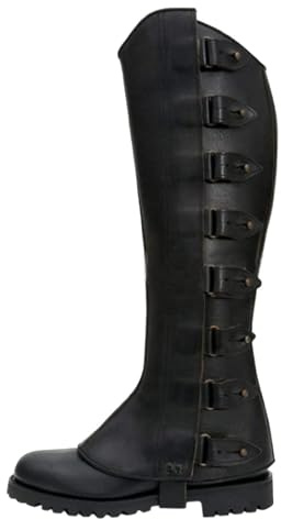 Mittelalterliche Renaissance-Steampunk-Stiefelüberzüge, Kunstleder, mittelalterliche Gamaschen, Ritterkrieger, Rüstung, Stiefelüberzüge, Beinschoner für Ritter, Piratenstiefel, Überzüge, Schwarz ,