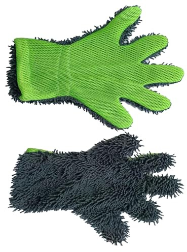 Tbest Car Cleaning Gloves, Microfiber Multifunctional Five Finger Washing Mitts for Interior and Exterior Cleaning Car Wash Mitt Chemical Guys Wash Mitt