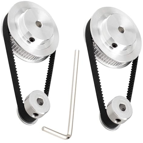 TUZUK Set i 2 delar, GT2, synkronhjul, 20 och 80 tänder, 5 mm hål, aluminium, kuggremskiva med 2 delar, längd 250 mm, bredd 6 mm, rem (20–80T-5B-6)