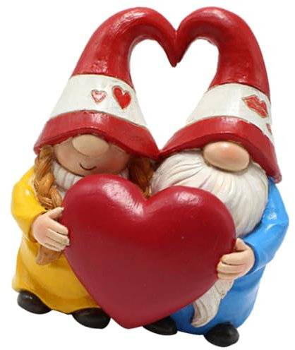 BESPORTBLE Figurines De Jardin Nains en Résine pour Décoration Extérieure, Couple De Gnomes Amoureux De Cœur, Résistantes à l'eau, Légères Et Solide pour Cour Et Pelouse