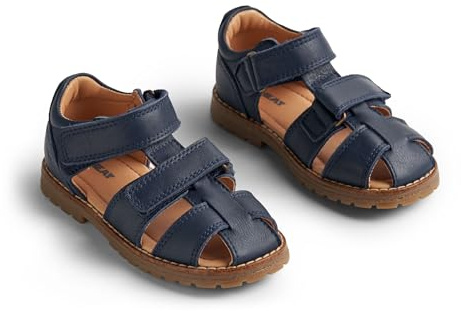 Wheat unisex barn stängd sandal Bassi äkta läder lära-gå-sko, 1432 marinblå, 30 EU