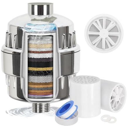 Bigking Dusche Filter Für Hartes Wasser, Mit Vitamin C Filter Für Hartes Wasser, Wasserfilter Dusche Mit Austauschbarer Mehrstufen-Filterpatrone Zur Entfernung Von Chlor, Schwermetallen