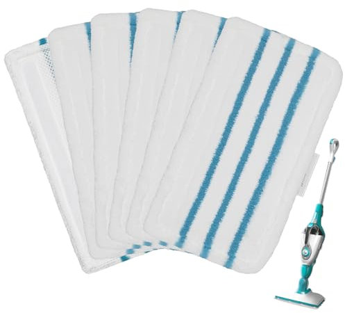 6Pack Steam Mop Pads Replacement for Black+Decker Steam Mop SM1600, SM1610, SM1620, HSM13E1, HSMC1300FX, HSMC1321, HSMC1361SG Cleaner Black and Decker Steam Mop Replacement Pads