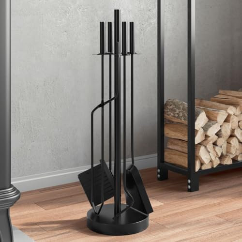 Lauuoeriau Furniture Item Home - Juego de utensilios para chimenea (5 piezas, 18 x 66 cm), acero