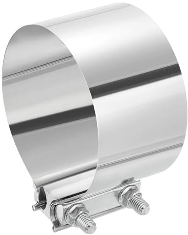Sourcing Map 5 Inch Stainless Steel Exhaust Clamp Sleeve Coupler Pipe Repair Clamp, Silver