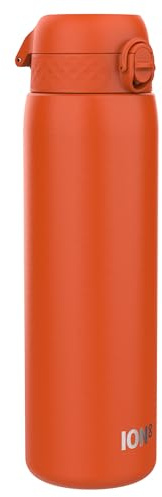 ION8 Lightweight 1 Litre Steel Water Bottle, Non-Insulated, Leak Proof, Easy to Open, Secure Lock, Dishwasher Safe, Flip Cover, Carry Handle, Ideal for Travel & Active Lifestyles, Hearty Orange