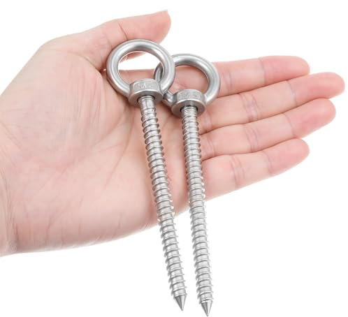 Teaaha 2 occhielli a vite con filettatura in legno per amache, viti ad anello in acciaio inox, viti ad anello, ganci robusti, tende da sole, poltrone sospese, sedie a dondolo, cavo fisso, fioriera per