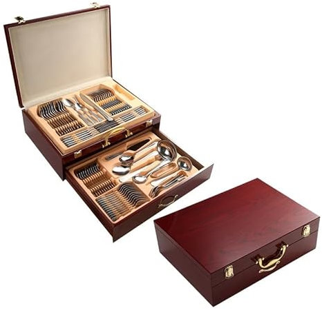 QNDUGJFER Ensemble de Couverts en argenterie, Ensemble de Couverts en Acier Inoxydable 72 pièces, Coffret à Couverts pour Couteau, Fourchette et cuillère, Argent (Argent)