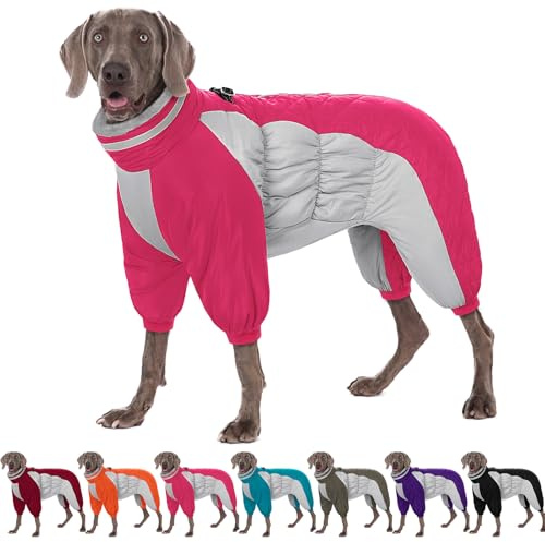 AOFITEE Hundemantel für Große Hunde Winter, Winteroverall für Hunde Wasserdichter Hundejacke mit Beinen und Geschirr, Warmer Hund Wintermantel Fleece Hundejacke für Dobermann, Deutsche Dogge