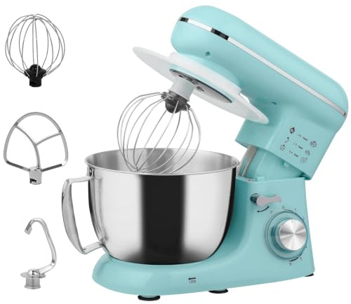 HOMCOM Stand Mixer 4.5L Food Mixer for Baking 6 Speeds 1300W Beater Blue | Pulse Setting, Cake Electric Whisk, Dough Hook, Whisk, Stainless Steel Bowl, Splash Guard