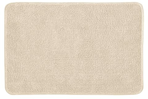 Kleine Wolke Badteppich Ricco Sandbeige 60 x 90 cm | OEKO-TEX zertifiziert, rutschhemmende Unterseite, für Fußbodenheizung, maschinenwaschbar, 100% Polyester