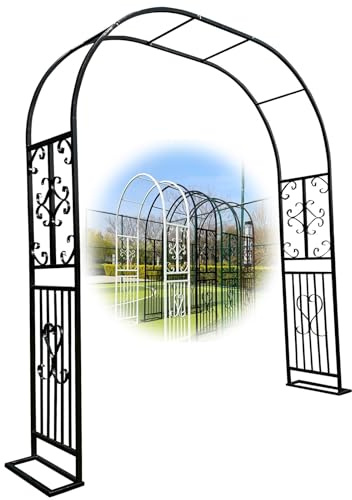 Arche de jardin en métal de 230 cm pour plantes grimpantes, pergola d'extérieur treillage en noir, blanc, vert, marron – Parfait pour les roses et les vignes (l x H) : 1,4 x 2,2 m