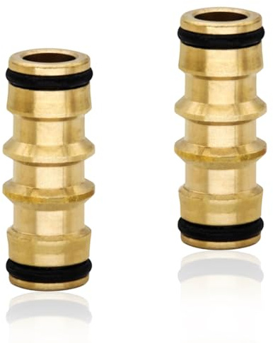2pcs Brass Double Males Hose Connectors – Heavy-Duty Male to Male Hose Connector for Hose – Solid Brass Hose Coupling Adapter, Leak-Free, Fits Standard Hose Connectors