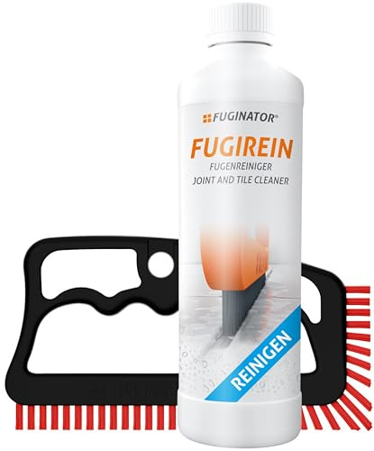 FUGINATOR® Fuginator® fugeborste svart/röd med fugerengöringsmedel, 250 ml, fugerengöringssats, fugeborste för rengöring av fuger i badrum, kök och hem