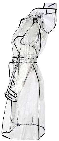 TOPPERFUN Imperméable Transparent en EVA avec Ceinture Manteau de Pluie -Long Vêtement de Pluie Noir pour Femme Sorties par Pluvieux Taille Xl