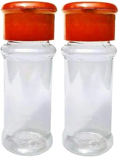 2Pcs Small Plastic Clear Salt Pepper Shaker Seasoning Jar Vinegar Cruet BottlePot Kitchen Accessories, alt Container, Travel Salt and Pepper Shakers,Convenient Spice Dispenser Salt and Pepper(Red)