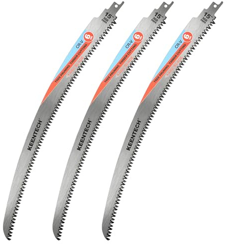 KEENTECH Bogenförmiges Cr-V-Säbelsägeblatt, 368 mm, 6 TPI dreifach geschliffene Zähne, für Holzschneiden und Baumschnitt, kompatibel mit Milwaukee Sawzall und anderen Säbelsägen (3er-Pack)