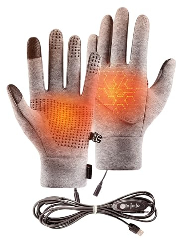 USB Heated Gloves, Full Finger Electric Heated Gloves for Men Women, Waterproof & Upgrade Non-Slip Electric Heating Glove for Women Men Skiing Cycling Fishing