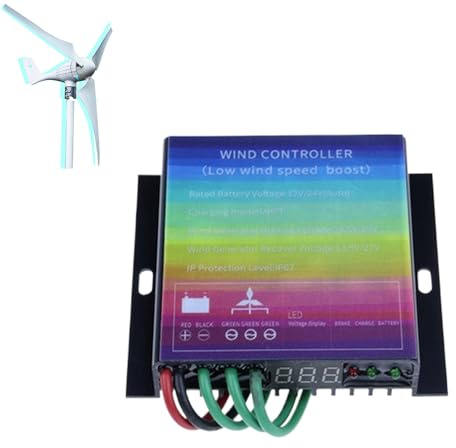 AISINILALAO Controlador de 20000W para Cargador de Aerogenerador 12V/24V/48V Automático - Regulador Inteligente Universal con Carga de Respaldo y LCD para Generadores de Imán Permanente,12v