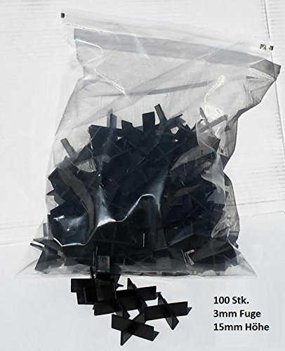 Fugenkreuze 3mm, Bauhöhe 15mm, 100 Stück im Beutel Made in Germany