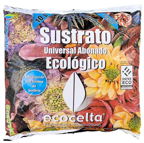 Ecocelta | Sustrato Universal Abonado 10L | Fertilizante Natural para Macetas, Jardines y Huertos Urbanos | Certificado Ecológico INTERECO | Enriquecido con Humus de Lombriz y Compost