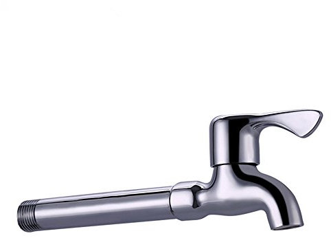 Grifo largo de latón montado en la pared para agua fría, grifos de estanque, lavadora, grifos de jardín, acabado cromado