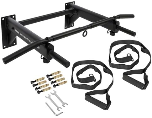 Sport-Tec Klimmzugstange zur Wandmontage mit 6 gepolsterten Griffen - Perfektes Wandreck für effektives Krafttraining