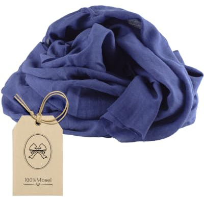 100%Mosel Musselin Dekostoff, in Classic Blue (48 cm x 5 m), 66 g/m², sehr dünner Tischläufer, zarte Tischdeko für Geburtstage & Hochzeiten, Tischband als Bunte Dekoration zu besonderen Anlässen