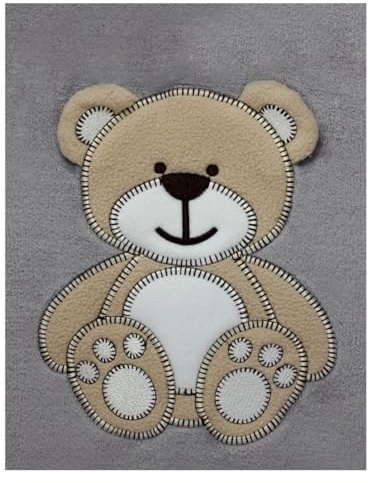 cozy racoon Babydecke | Weiche Kuscheldecke für Baby Jungen und Mädchen I Geschenk zur Taufe, Geburt oder als Erstausstattung I Graue Decke mit Bär