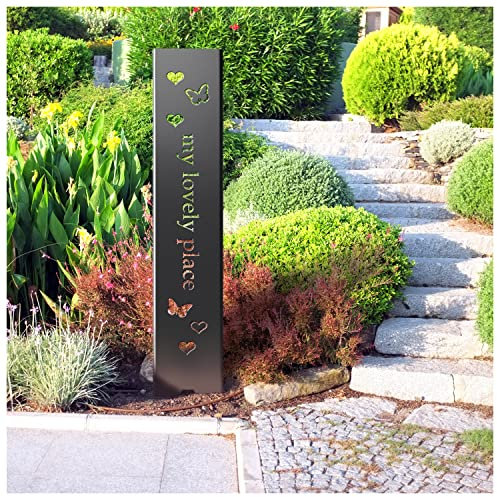 tuning-art EW104-BLK Gartenstecker Gartenschild Lovely Place | Garten Deko | Abkantung | 120cm x 21cm